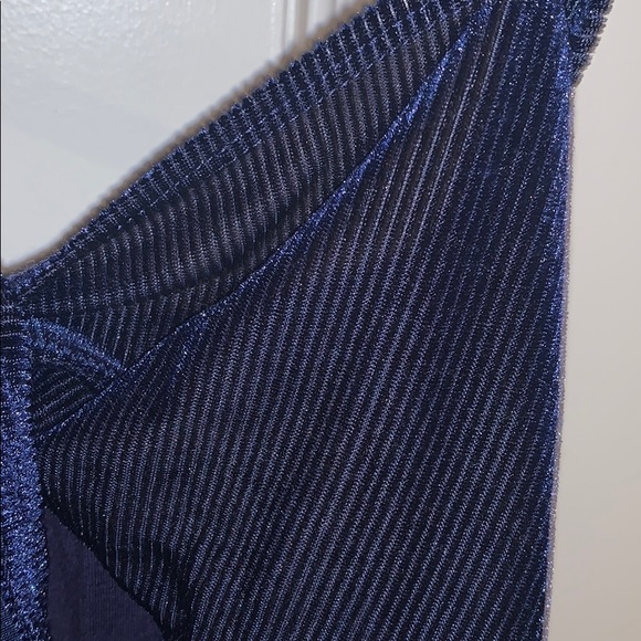 Navy Blue Velvet Cut Out Cocktail Dress - Picture 5 of 5